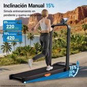 Inclinación manual hasta el 15%: quema más calorías
