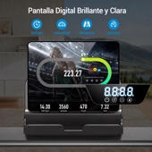 Pantalla digital con tiempo, velocidad, distancia y calorías